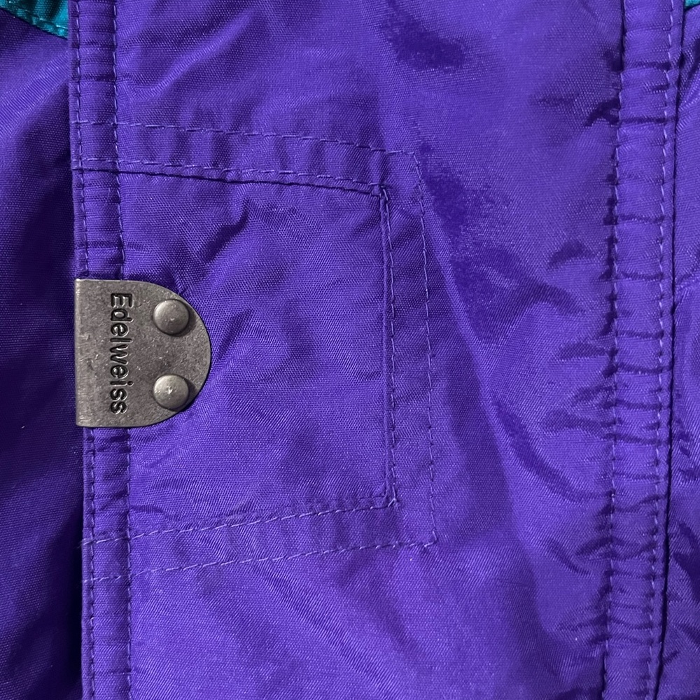 Vintage Edelweiss Skiwear Color Block Puffer Style Slopes Winter Snow Coat Large - Picture 5 of 11